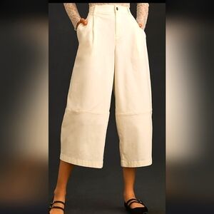 Anthropologie Maeve Plated Barrel Leg Chino Pants